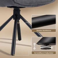 HOMCOM Set van 2 Eetkamerstoelen, Draaibaar, Zacht Gepolsterd, Armleuningen, Metalen Poten, Donkergrijs(m-7)