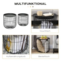 HOMCOM Set van 2 Skandi Design bijzettafels met opbergruimte, stapelbaar, zwart(m-6)