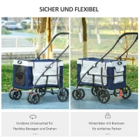 PawHut Hondenbuggy Huisdierbuggy Hondenkar, inklapbaar, afneembare mand, 81 x 58 x 97,5 cm, Zwart + Blauw + Wit(m-6)