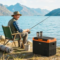 Outsunny Glacière électrique 40L portable, réfrigérateur congélateur avec poignées - dim. 58,7L x 36,5l x 43,8H cm orange et noir(m-10)