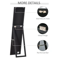 HOMCOM Full Length Mirror for Bedroom, Free Standing Dressing Mirror, Wall Mirror for Living Room, 37 x 154 cm, Black(m-6)