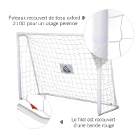 HOMCOM Lot de 2 buts de football - cage de foot - but d'entrainement - châssis métal filet PE - piquets & outil inclus - blanc(m-5)