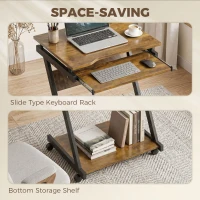 HOMCOM Movable Computer Desk with 4 Moving Wheels and Keyboard Tray(m-5)