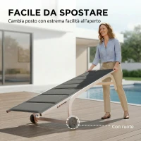 Outsunny Lettino Prendisole da Giardino con Ruote, in Texteline con Telaio in Alluminio, Grigio Scuro e Bianco(m-6)