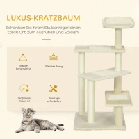 Krabpaal PawHut met sisalpalen, krabpaal voor katten, klimboom voor katten, kattenboom, lichtgrijs, 50 x 50 x 100 cm kattenkrabpaal sisalpalen kattenboom beige | Aosom.nl(m-4)