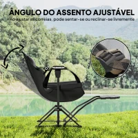 Outsunny Conjunto de 2 Cadeiras Baloiço de Campismo Dobrável com Apoio para os Pés e Suporte para Copos 88x160x104 cm  Preto(m-4)