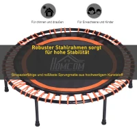 HOMCOM Trampoline voor kinderen en volwassenen, tuintrampoline, yoga, 100 kg draagvermogen, staal, zwart, Ø 101,6 x 25 H cm(m-4)