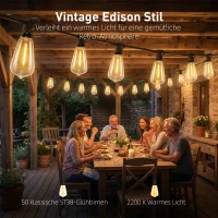 HOMCOM 50 LED Vorhanglichter, 18 m verbindbare Lichterkette, IP44 spritzwassergeschützt, Innen- und Außendekoration(m-4)