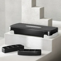 HOMCOM Stepboard aerobic fitness stepper hometrainer in hoogte verstelbaar sport zwart(m-9)