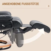 HOMCOM Relaxstoel met Ligfunctie, Draaibaar, tot 150 kg, Kunstlederbekleding, Stalen Frame, Zwart(m-5)