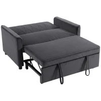 HOMCOM 2 Seater Sofa Bed, 3-in-1 Convertible Pull Out Sleeper Sofa with Click-Clack Adjustable Backrest, Dark Grey(m-1)