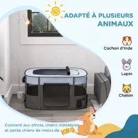 PawHut Parc pliable pour animaux de compagnie parc pour chiots en tissu Oxford avec fenêtres et portes sac de rangement gris(m-4)