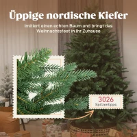 HOMCOM Kunstkerstboom 180 cm, dennenlook met 3026 uiteinden – voor binnen(m-5)
