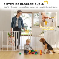 PawHut Țarc pentru Câini cu 8 Panouri Modulabile și Închidere Automată, din Oțel și ABS, 61x3x75 cm, Alb(m-6)