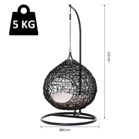 PawHut Amaca per Gatti in Rattan, Cuccia con Cuscino Incluso in Felpa e Cotone per Animali (Φ60 x 110cm)(m-3)