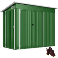 Outsunny Abrigo de Jardim Exterior 2,7 m² 234x132x185 cm com Três Portas Fechadura e Grelhas de Ventilação Verde(m-11)