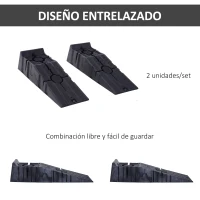 DURHAND Juego de 2 Rampas Portátiles de Plástico Carga 3 Toneladas para Coches Estándares Furgonetas Pequeñas 91x30x21 cm Negro(m-6)