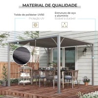Outsunny Pérgola 3x3 m para Jardim com Desenho de Lâminas Superiores Giratórias até 135° Proteção UV 50+ para Pátio Terraço Cinza(m-5)
