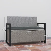 Outsunny 151.5L Storage Garden Bench, with Cushion - Grey(m-3)
