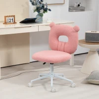 HOMCOM Silla Infantil de Borreguito con Asiento Ajustable en Altura y Respaldo en Forma de Oso Carga 120 kg Rosa(m-10)