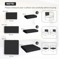 Outsunny Garden Rattan Sofa Cushion Polyester Cover Replacement Outdoor- No Cushion Included, Black(m-3)