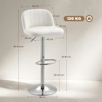 HOMCOM Conjunto de 2 Bancos de Bar com Altura Ajustável Assento Giratório e Apoio para os Pés 43x45x81-101 cm Creme(m-3)