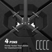 Outsunny Set of 4 Parasol Base Stand Weights for Banana Hanging Cantilever Umbrella, Water and Sand Filled, Up to 84kg, Black(m-8)