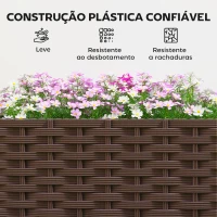 Outsunny Floreira Elevada com 6 Rodas Autorrega e Drenagem Floreira para Jardim 80x40x43 cm Castanho(m-7)