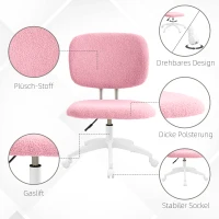 Vinsetto Bureaustoel draaibaar, hoogteverstelbaar, 48cm x 53cm x 80-90cm (BxDxH), Roze(m-5)