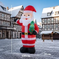 Outsunny Inflatable Christmas Decoration, 8FT Christmas Inflatable Santa with Bright LED Light, Red(m-3)