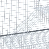 Pawhut 3-Level Metal Small Animal Cage Bunny Pet Hutch Ferret Platform Feeding Habitat Easy Clip Base Ladder Grey(m-7)