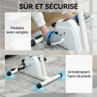 SPORTNOW Vélo d'entraînement pour mains, bras, genoux et jambes réglable en hauteur écran LCD 60 x 40 x 86-91 cm blanc(m-8)