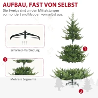 HOMCOM kerstboom, kunstspar, realistische uitstraling, snelle montage, kunststof, groen, 136 x 136 x 180 cm(m-6)