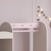 AIYAPLAY Kids Clothing Rack, Kids Wardrobe with Glowing Lights Mirror, Non-Woven Drawer and Shelves for Bedroom, Ages 3-8, Pink(m-10)