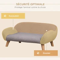 PawHut Canapé pour chien canapé pour animal de compagnie pieds effilés en bois revêtement tissu 72 x 44 x 31 cm - gris(m-5)