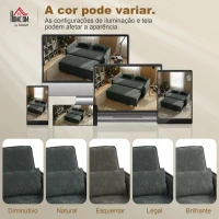 HOMCOM Sofá-Cama 2 Lugares 3 em 1 com Mesa Auxiliar Porta-Copos Encosto Ajustável Bolsos Laterais 2 Almofadas Cinzento Escuro(m-8)