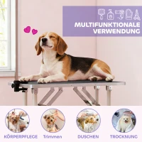 PawHut Trimtafel voor honden verzorgingstafel met riem inklapbaar stalen poten antislip tafelblad 81x48,5x80 cm Zwart(m-7)