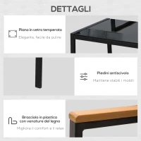 Outsunny Set 4 Pezzi Salotto da Esterni con 2 Sedie, Divano e Tavolino Mobili da Giardino in Rattan e Acciaio Nero(m-6)