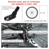 PawHut Remorque à vélo et poussette pour animaux de compagnie conception 2 en 1 pliable en tissu Oxford 4 réflecteurs drapeau inclus 162 x 74 x 85 cm rouge et noir(m-9)