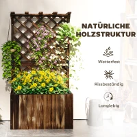 Outsunny Plantenbak met spaljé, houten bloembak, tuinspaljé 64 x 33 x 122 cm Verkoold(m-6)