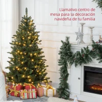 HOMCOM Árbol de Navidad Artificial 150 cm con 220 Luces LED 588 Ramas y Patas de Metal Árbol Navideño para Interior Verde(m-4)
