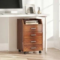 Vinsetto Bloco de Gavetas de Escritório com Rodas 4 Gavetas Organizador Móvel 40x36x65 cm Castanho(m-9)