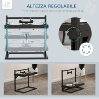 PawHut Portaciotole per Cani Rialzata con Altezza Regolabile, 2 Ciotole in Acciaio da 900ml, Nero(m-5)