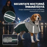 PawHut Haină Impermeabilă pentru Câini cu Glugă, Orificiu pentru Lesă și Benzi Reflectorizante, Talie Medie, Verde(m-5)