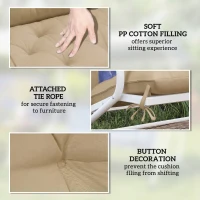 Outsunny Garden Bench Cushion, 2 Seater Swing Chair Cushion, Seat Pad with Ties for Indoor and Outdoor Use, 110 x 120 cm(m-6)