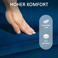 HOMCOM Gepolsterde bank met opbergruimte, metaal, rubberhout, schuim, 100 x 40 x 42 cm, donkerblauw(m-5)