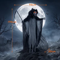 HOMCOM Halloween Standing Werewolf Animated Decoration with Light-Up Eyes, Sound and Touch Activated(m-3)