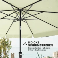 Outsunny Sonnenschirm Terrassenschirm Marktschirm Ø2,66 m UV-Schutz 50+ Gartenschirm 8 Rippen verstellbar Beige(m-7)