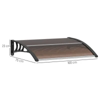 Outsunny® luifel voordeurluifel 120 x 80 cm luifel overkapping polycarbonaat polycarbonaat bruin | Aosom.de(m-3)