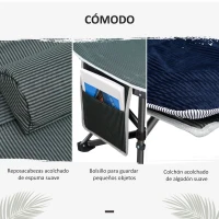 Outsunny Cama de Acampada con Cojín Almohada Bolsillo Bolsa de Transporte y Marco de Acero Carga 150 kg 188x64,5x53 cm Azul(m-7)